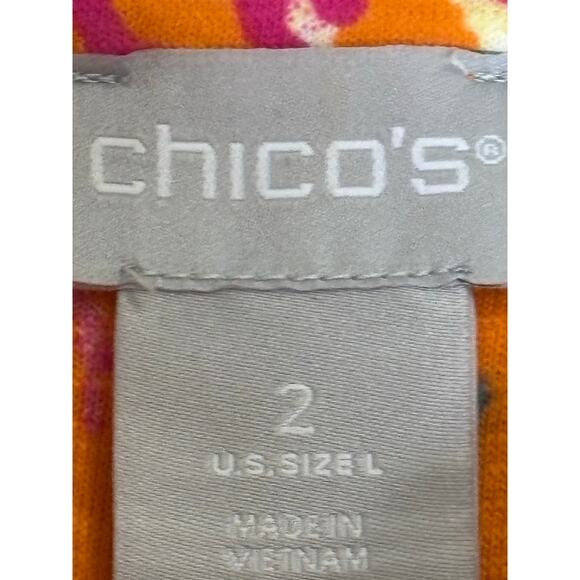 Chico's orange trapeze tunic, vacation, resort, tropical, colorful, nautical - Picture 6 of 7